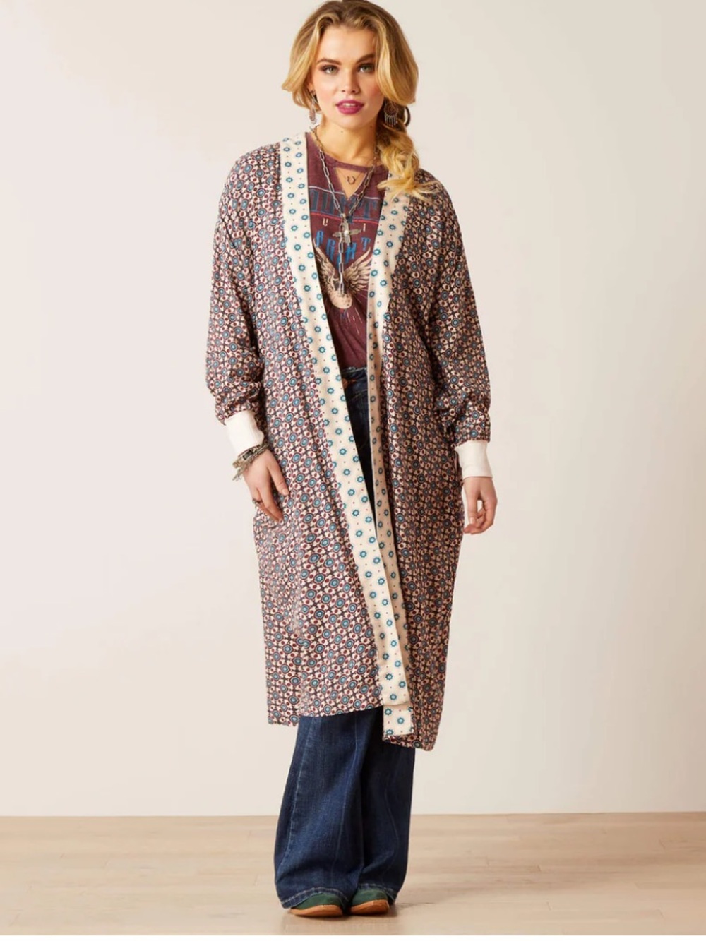 Ariat Western Rustic Womens Mesquite Kimono Duster S/M